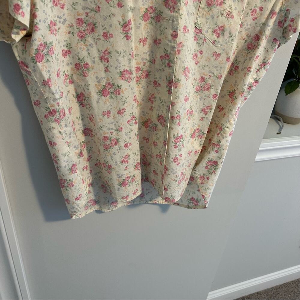 Lauren Ralph Lauren Vintage Floral Yellow Pink Cotton PJ Top Medium - Picture 7 of 12